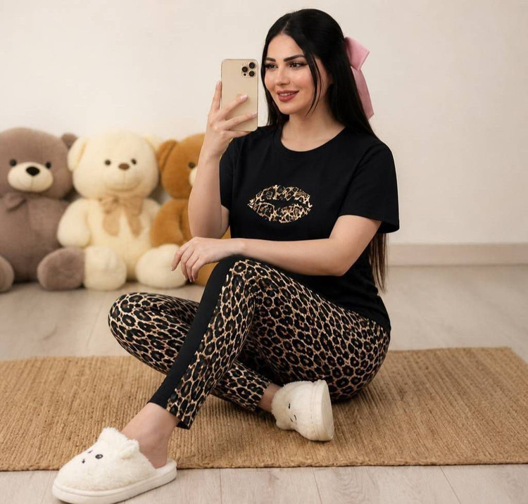 ست تیشرت شلوار پلنگی