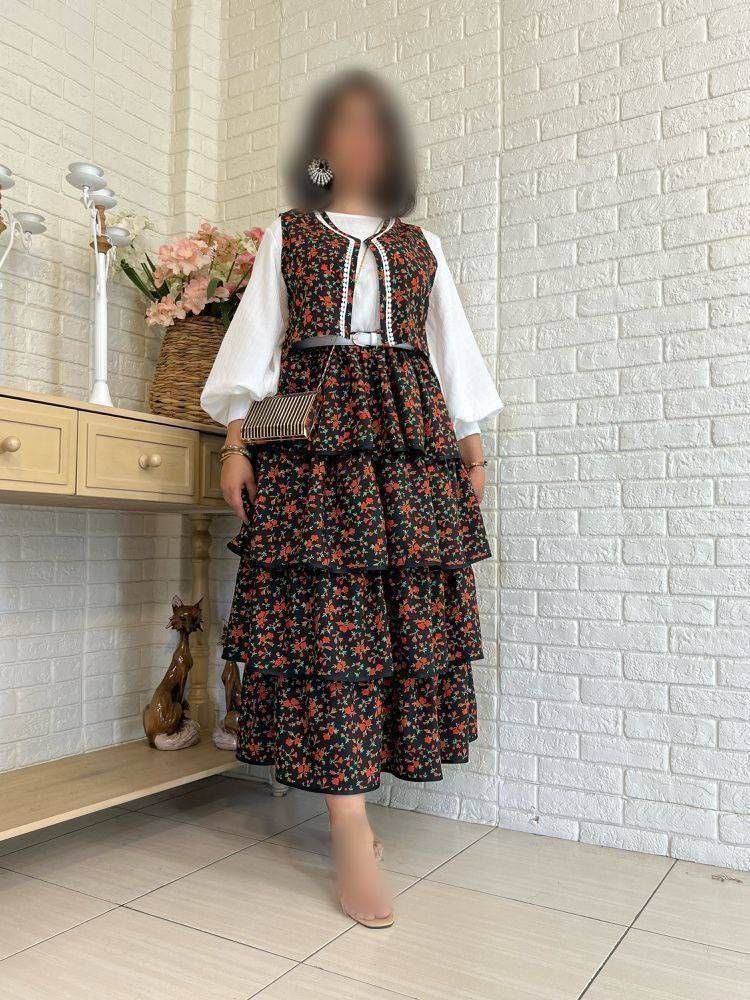 ست شومیز جلیقه دامن چین دار