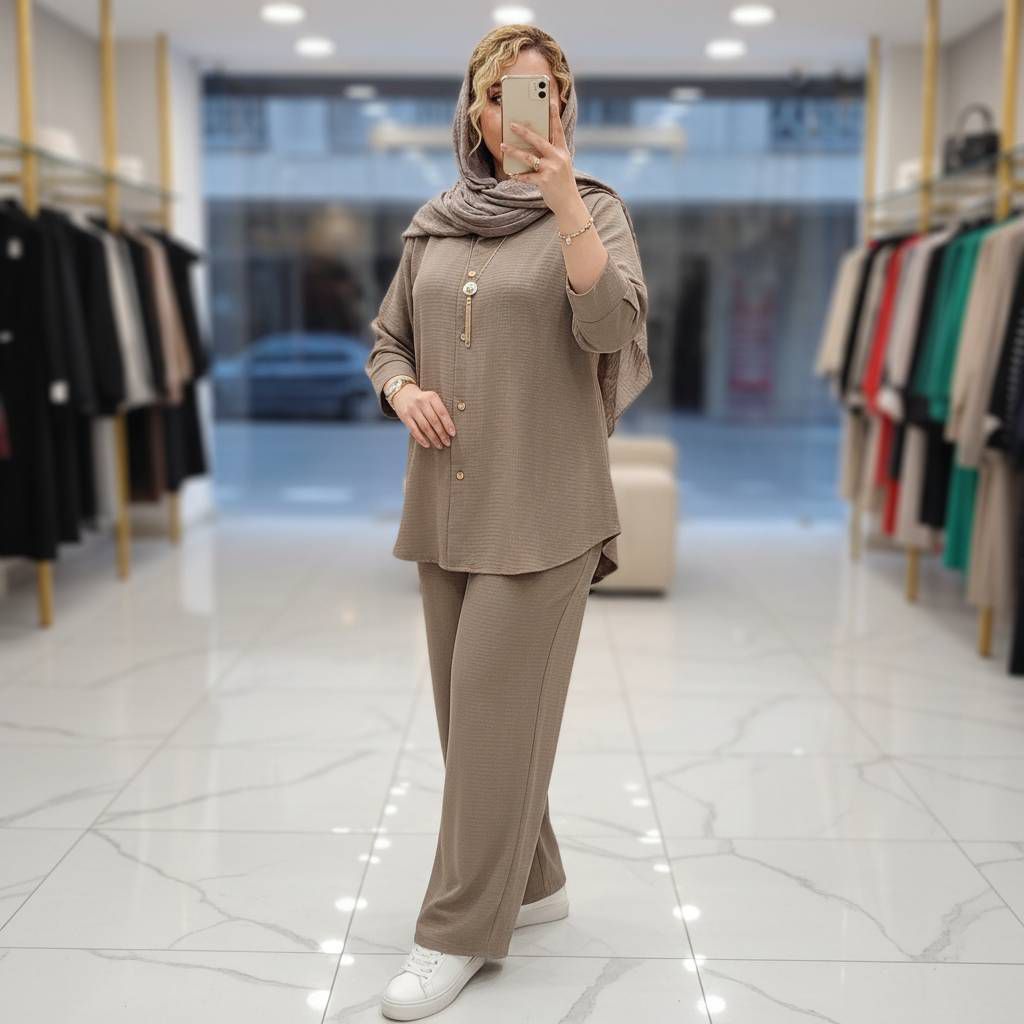ست مانتو شلوار بسکوییتی