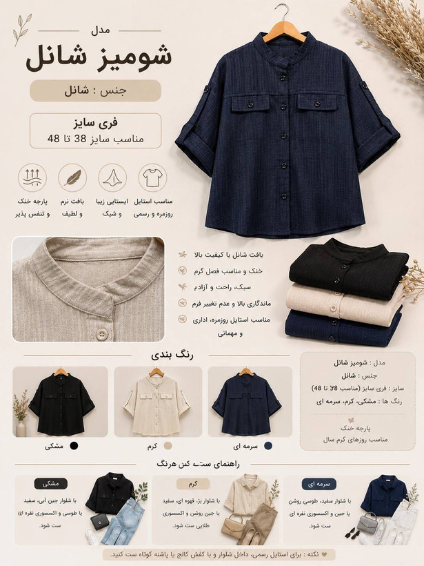 شومیز باکسی شانل