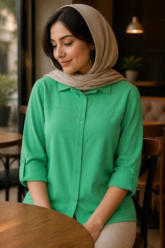 شومیز بغل دکمه داکرون