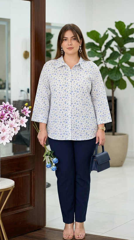 شومیز گل آبی