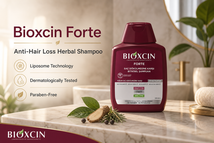 شامپو ضد ریزش مو بیوکسین مدل فورته تقویتکننده با فناوری لیپوزوم، فاقد پارابن، مناسب موهای نازک و کمحجم، ضد حساسیت، حاوی ویتامین B12 اصل وارداتی