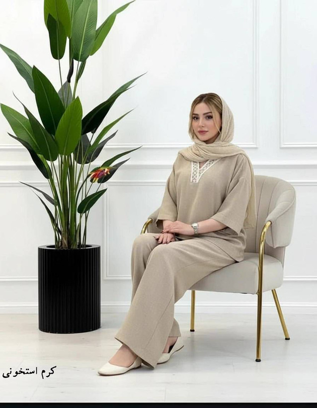 ست شومیز شلوار یقه کنفی